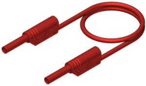 Measuring lead with (2 mm plug, spring-loaded, straight) to (2 mm plug, spring-loaded, straight), 1 m, red, PVC, 1.0 mm², CAT III