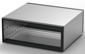 19 inch desktop enclosure, 3 U, 42 HP, (W x H x D) 235.5 x 132.6 x 255.5 mm, aluminum, gray, 24572-002