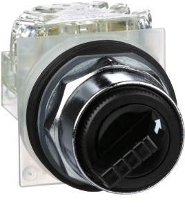 Selector switch, unlit, latching, 1 Form A (N/O) + 1 Form B (N/C), waistband round, black, front ring silver, mounting Ø 30 mm, 9001KS11BH13
