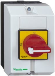 Emergency stop/main switch, Rotary actuator, 3 pole, 16 A, (W x H x D) 90 x 146 x 131 mm, panel mounting, VCF01GE