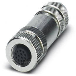 Socket, M12, 12 pole, solder connection, screw locking, straight, 1404411