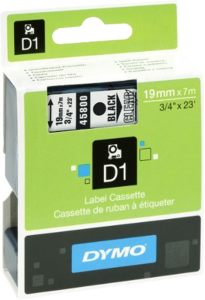 Labelling tape cartridge, 19 mm, tape transparent, font black, 7 m, S0720820