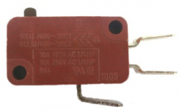 Miniature snap-action switche, On-Off, PCB connection, pin plunger, 1.5-2.5 N, 10 (4) A/400 VAC