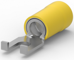 Insulated forked cable lug, 3.31-5.26 mm², AWG 12 to 10, 3.51 mm, M3.5, yellow