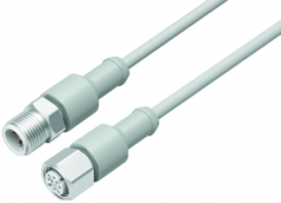 Sensor actuator cable, M12-cable plug, straight to M12-cable socket, straight, 4 pole, 2 m, TPE, gray, 4 A, 77 3730 3729 40404-0200
