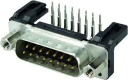 D-Sub plug, 15 pole, standard, equipped, angled, solder pin, 09662226803