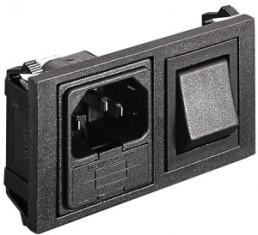 Plug C14, 3 pole, screw mounting, plug-in connection, black, BZH01/Z0000/11