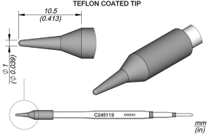Soldering tip, Special form, (W) 1 mm, C245119