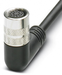Sensor actuator cable, M8-cable socket, angled to open end, 10 pole, 10 m, PUR, black, 1693717