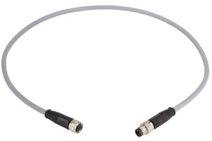 Sensor actuator cable, M8-cable plug, straight to M8-cable socket, straight, 3 pole, 1 m, PVC, gray, 21348081380010