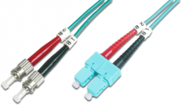 FO patch cable, ST to SC, 10 m, OM3, multimode 50/125 µm
