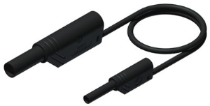 Measuring lead with (4 mm plug, spring-loaded, straight) to (2 mm plug, spring-loaded, straight), 1 m, black, PVC, 1.0 mm², CAT II