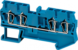 Terminal block, 4 pole, 0.2-2.5 mm², clamping points: 4, blue, spring balancer connection, 24 A