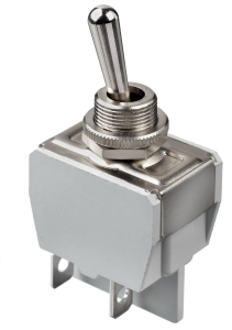 Toggle switch, metal, 2 pole, latching/groping, On-Off-(On), 10 A/400 VAC, nickel-plated/silver-plated, 648H/2