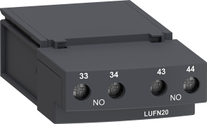 Auxiliary switch module, 2 Form A (N/O) for LUB12/LUB32/LUB38/LUB120/LUB320/LUB380, LUFN20