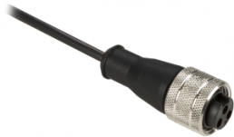 Sensor actuator cable, cable socket to open end, 3 pole, 2 m, PUR, black, 4 A, XZCP1865L2