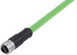 Sensor actuator cable, M12-cable socket, straight to open end, 4 pole, 2 m, PUR, green, 4 A, 77 4530 0000 50704 0200