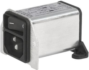 IEC plug C14, 50 to 60 Hz, 1 A, 250 VAC, 10 mH, faston plug 6.3 mm, DC22.1111.111