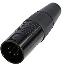 XLR plug, 5 pole, gold-plated, 1.5 mm², AWG 16, zinc, RC5M-B-D