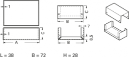 Die-cast aluminum enclosure, (L x W x H) 38 x 72 x 28 mm, gray (RAL 7001), IP40, 1/A.1