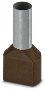 Insulated twin wire end ferrule, 10 mm², 26 mm/14 mm long, DIN 46228/4, brown, 1213206