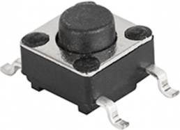 Short-stroke pushbutton, 1 Form A (N/O), 50 mA/12 VDC, unlit , actuator (black, L 4.3 mm), 1.6 N, SMD
