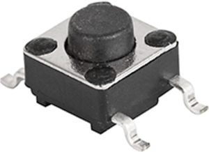 Short-stroke pushbutton, 1 Form A (N/O), 50 mA/12 VDC, unlit , actuator (black, L 12.5 mm), 1.6 N, SMD