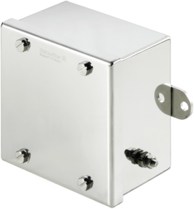 Stainless steel enclosure, (L x W x H) 80 x 120 x 120 mm, silver (RAL 7035), IP67, 1058810000