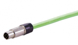 Sensor actuator cable, M12-cable plug, straight to open end, 4 pole, 3 m, PUR, green, 0948C200004030