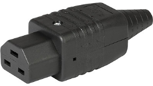 Appliance inlet C21, 3 pole, cable assembly, screw connection, 1.5 mm², black, 1658.0000