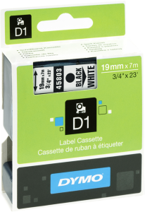 Labelling tape cartridge, 19 mm, tape white, font black, 7 m, S0720830