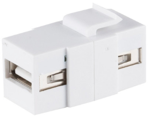USB keystone connector, USB socket type A 2.0 to USB socket type A 2.0, straight