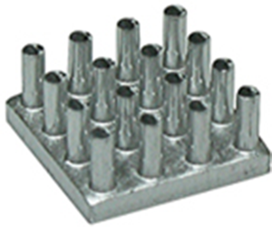 Pin heatsink, 14 x 14 x 6.5 mm, 9 to 4.5 K/W, natural aluminum