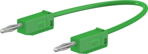Measuring lead with (2 mm plug, spring-loaded, straight) to (2 mm plug, spring-loaded, straight), 150 mm, green, PVC, 0.5 mm², CAT O