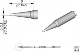 Soldering tip, conical, Ø 0.3 mm, C105103
