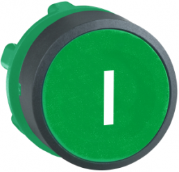 Pushbutton, groping, waistband round, green, front ring black, mounting Ø 22 mm, ZB5AA331