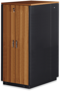 32 HE SOUNDproof cabinet, wood decor walnut, (H x W x D) 1666 x 750 x 1130 mm, IP20, sheet steel, black, DN-19 32U-SO-W