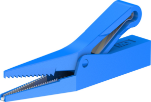 Alligator clip, blue, max. 9.5 mm, L 62 mm, socket 4 mm, 64.9209-23
