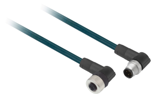 Sensor actuator cable, M12-cable socket, angled to M12-cable plug, straight, 4 pole, 1 m, PUR, black, 4 A, XZCR1512041C1