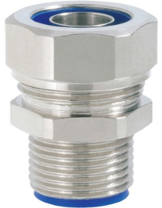 Straight hose fitting, M16, 12 mm, brass, nickel-plated, metal, (L) 29.8 mm