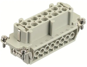 Socket contact insert, 16B, 32 pole, equipped, screw connection, with PE contact, 09330162711