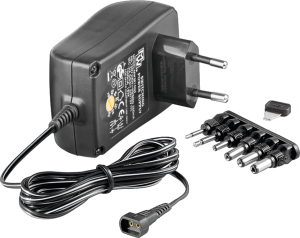 Plug-in power supply, 3/4.5/6/7.5/9/12 VDC, 1.5 A, 18 W, 53997