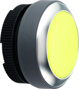 Pushbutton, illuminable, groping, waistband round, yellow, front ring silver, mounting Ø 22.3 mm, 1.30.270.021/2400