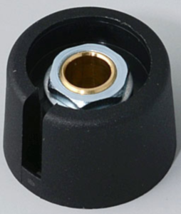 Rotary knob, 6.35 mm, plastic, black, Ø 23 mm, H 16 mm, A3023639