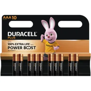 DURACELL PLUS POWER BOOST AAA10 Duracell Round Cells, 9V Blocks