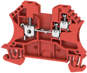 Through terminal block, screw connection, 0.5-4.0 mm², 1 pole, 24 A, 8 kV, red, 1833830000