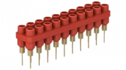 4.5 mm socket header, solder connection, red, 63.9364-22