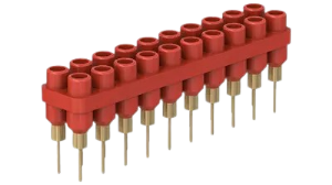 4.5 mm socket header, solder connection, red, 63.9364-22