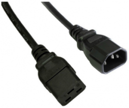Power cord, Europe, C14-plug, straight on C19 jack, straight, black, 1.8 m