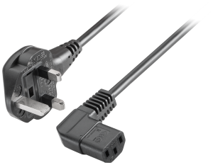 Device connection line, UK, plug, angled on C13 jack, angled, black, 3 m